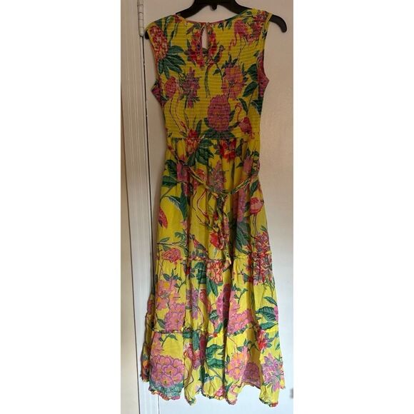 Rare Banjanan Isha Smocked Midi Dress Size S - Picture 6 of 8